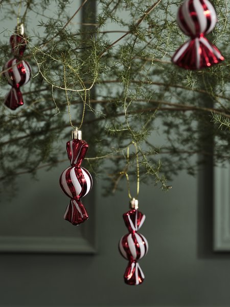 Kerstdecoratie VERDIT B10xH3cm 4 stuks rood/wit