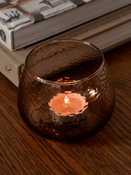 Tealight holder ALLAN D10xH8cm brown