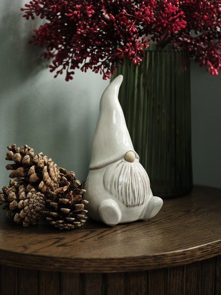 Lutin de Noël SVALIN l9xL8xH18 cm grès blanc