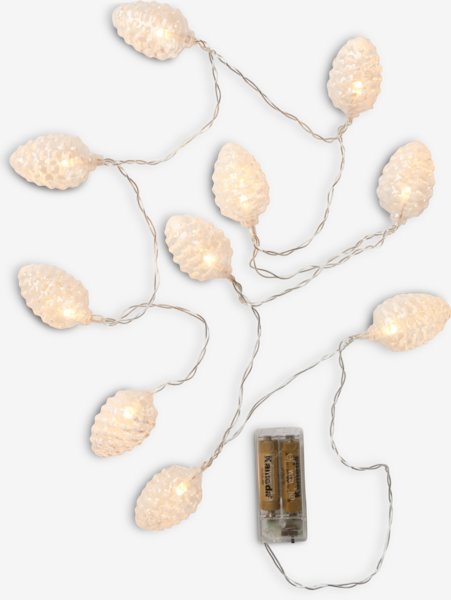 LED string lights OPALIT with 10 LED pinecones w/timer