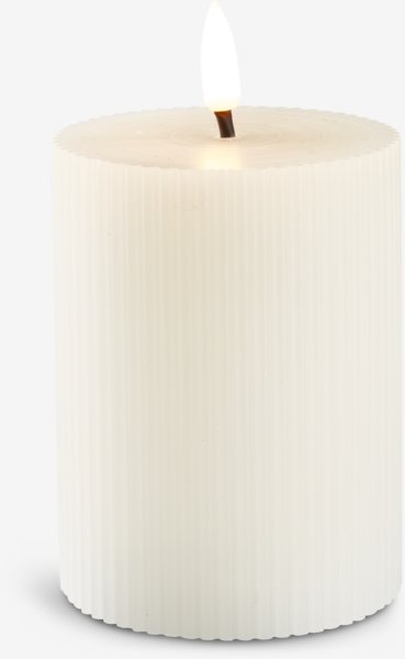 LED pillar candle GALAR D8xH10cm with timer white