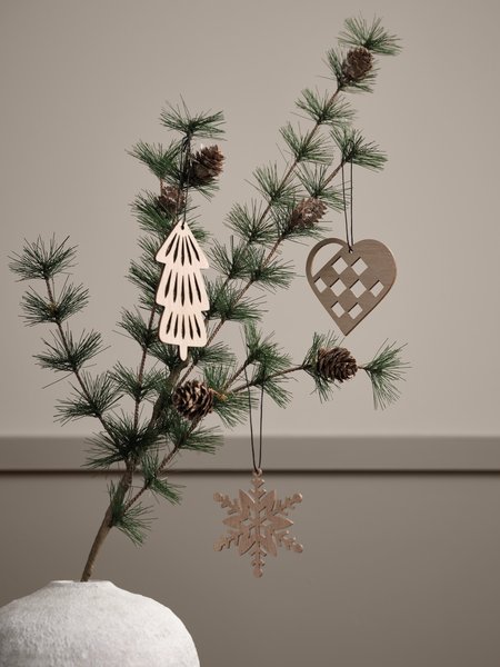 Kerstdecoratie BESTLA 6 stuks naturel