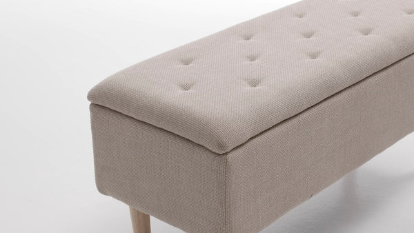 Banc BADSTED a/rangement tissu beige/coloris chêne