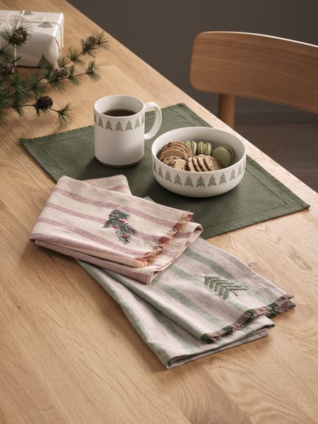 Tasse FREKI Ø9xH10cm grès 39cl blanc et vert