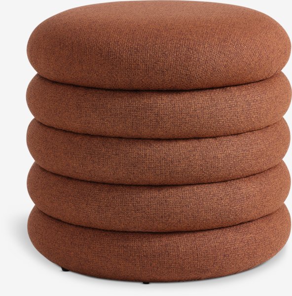 Pouf DALENE Ø45 a/rangement tissu terracotta