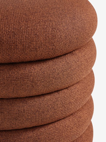 Pouf DALENE Ø45 avec rangement tissu terracotta