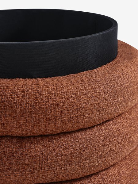 Pouf DALENE Ø45 a/rangement tissu terracotta