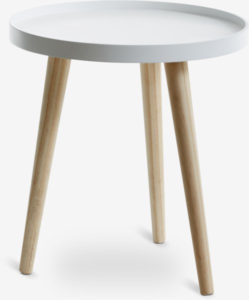 Mesa auxiliar BAKKEBJERG Ø40 blanco/natural