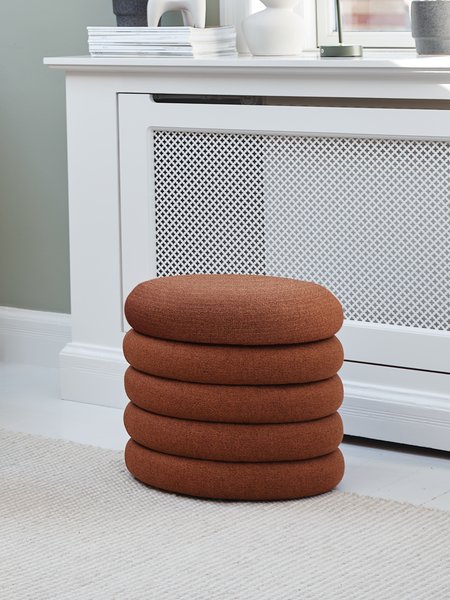 Pouf DALENE Ø45 a/rangement tissu terracotta