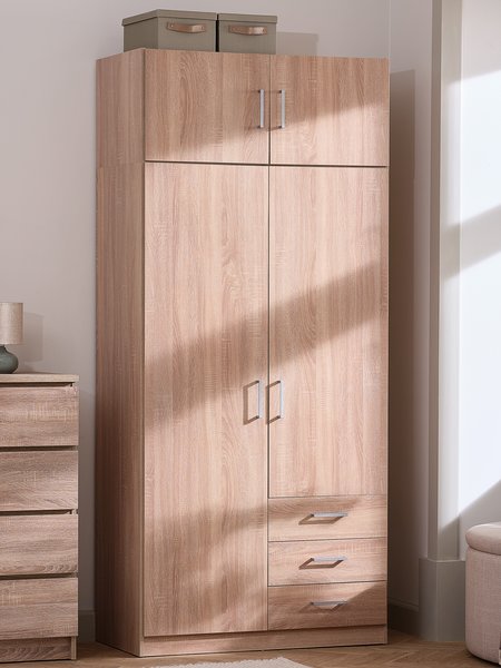 Kleiderschrank FANDRUP 97x176 2 Türen 3 Schubl eiche hell