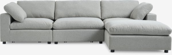 Modulsofa LUNDBY chaiselong sandfarvet stof