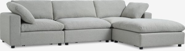 Modulsofa LUNDBY chaiselong sandfarvet stof