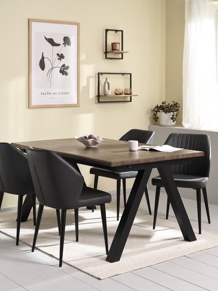 SANDBY L160 Tisch d. eiche + 4 LUNDERSKOV Stühle schwarz
