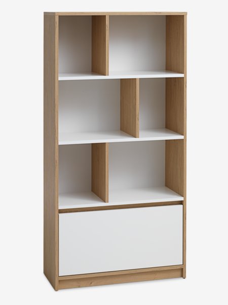 Libreria BILLUND 1 cassetto/3 ripiani color rovere/bianco