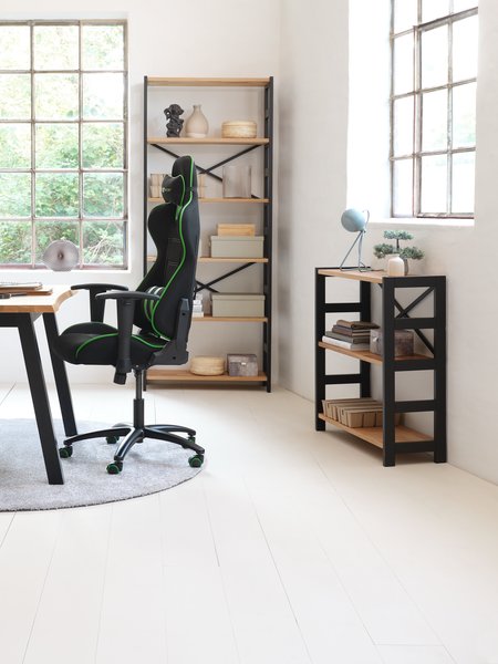 Étagère INTRUP 3 tablettes larges noir/chêne