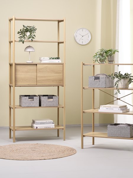 Shelving unit LINDVED 6 shelves 2 doors oak colour