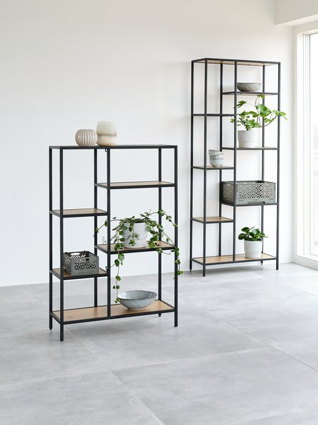 Shelving unit TRAPPEDAL 7 shel.oak/black