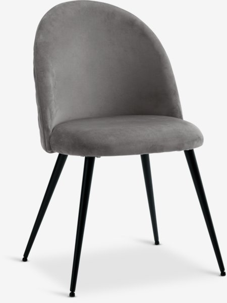 Dining chair KOKKEDAL velvet grey/black