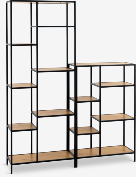 Scaffale TRAPPEDAL 7 ripiani color rovere/nero