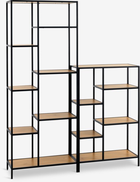 Shelving unit TRAPPEDAL 7 shel.oak/black