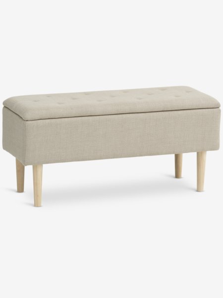 Banc BADSTED a/rangement tissu beige/coloris chêne