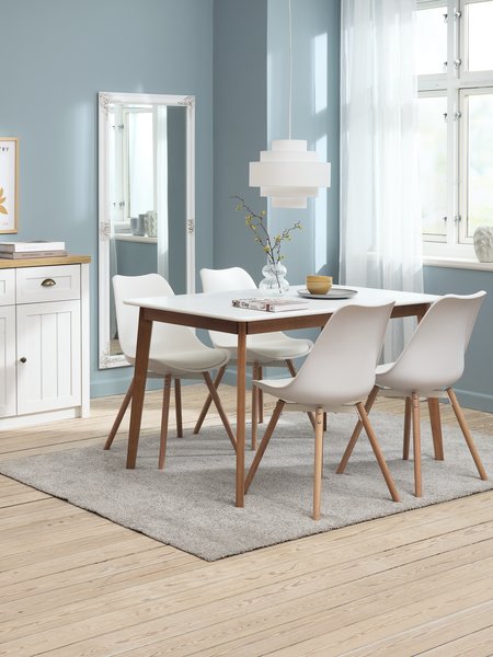 JEGIND L130 table blanc + 4 KASTRUP chaises blanc