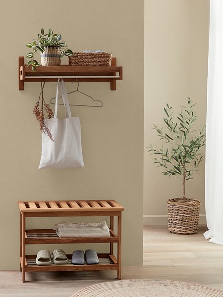 Bench TOMMERUP w/shoe shelves oak