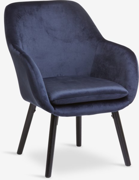 Fauteuil UDSBJERG fluweel blauw/zwart