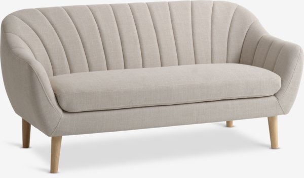 Sofa EGEDAL 2,5-seter beige stoff/eikefarget