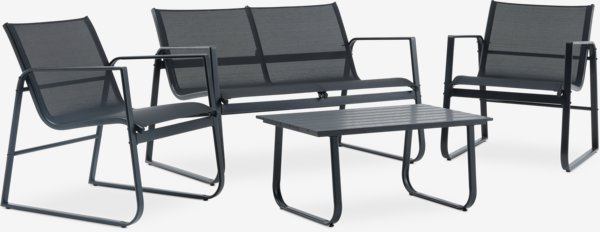 Set lounge HORNSLET 4 posti nero