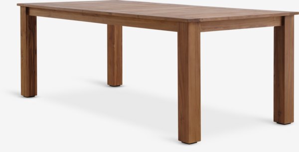 DRAMMEN L210 tafel teak + 4 GAMMELBY stoelen grey