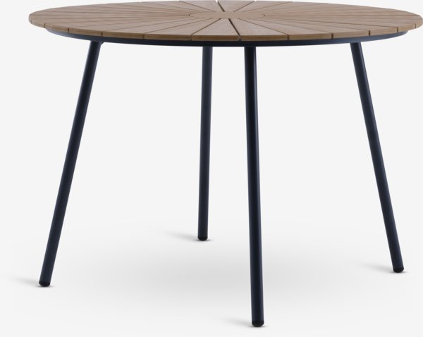 RANGSTRUP Ø110 naturel/zwart + 4 NABE stoelen zwart