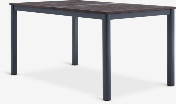 YTTRUP L150 tafel hardhout + 4 AIDT stoelen zwart