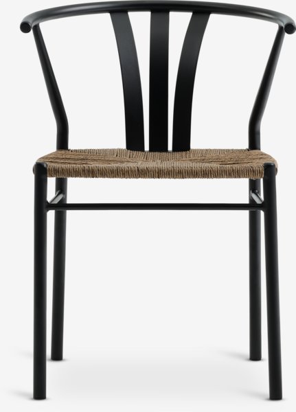 Table bistrot HOBRO L70 naturel + 2 chaises TAGMARK noir