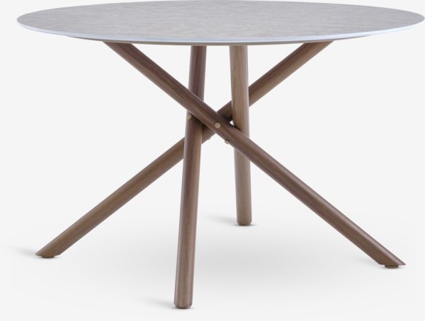 SANDVIG Ø120 tafel + 4 AJSTRUP stoelen beige