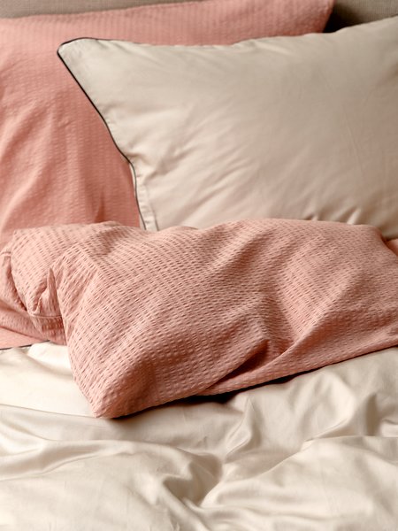 Seersucker duvet cover set TINNE Double dusty rose