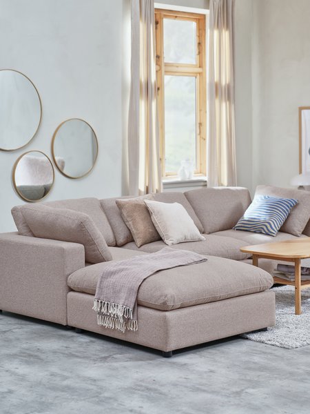 Modulares Sofa LUNDBY Chaiselongue Stoff sand