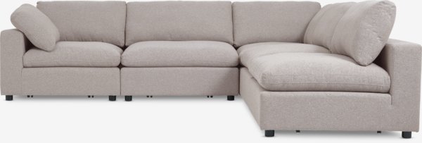 Modular sofa LUNDBY 5 seater open end sand fabric