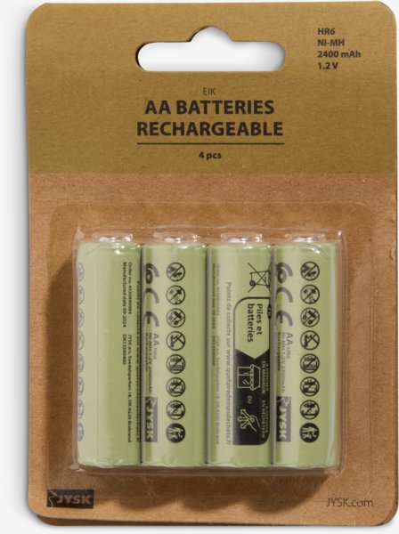 Oppladbare batterier EIK AA 4 stk/pk