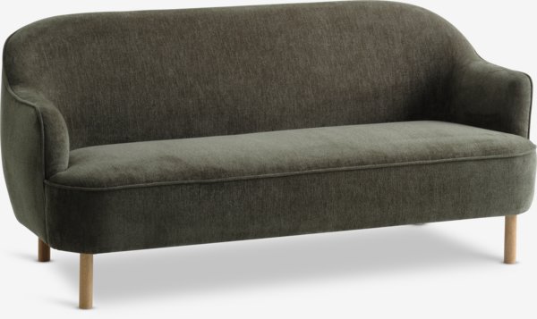 Sofa BREDAL 2,5 seter olivengrønn stoff/eikefarget