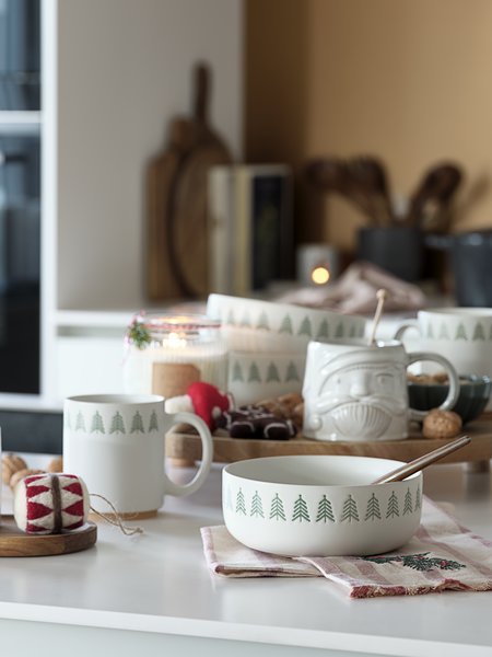 Tasse FREKI Ø9xH10cm grès 39cl blanc et vert