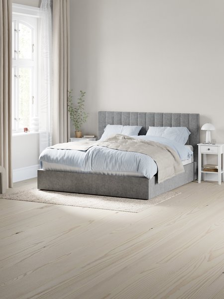 Cadre de lit HASLEV a/rangement 160x200 tissu gris foncé