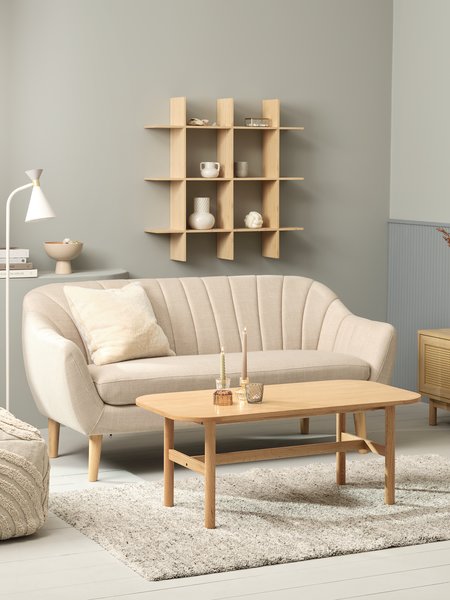 Soffa EGEDAL 2,5-sits beige tyg/ekfärgad