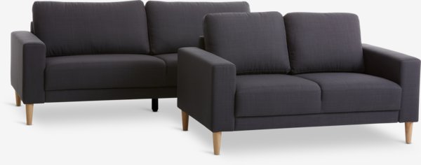 Canapé EGENSE 2 places tissu gris foncé