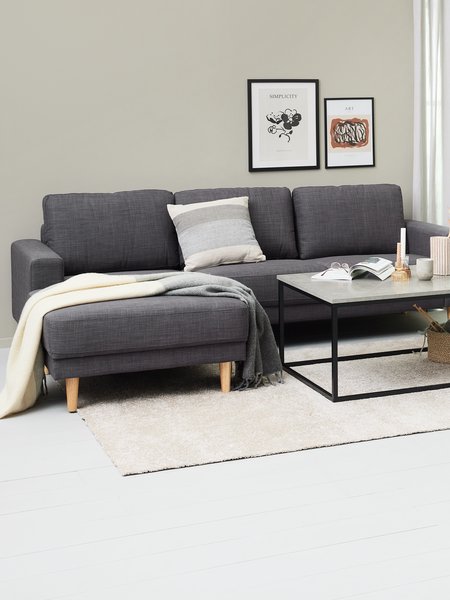 Sofa EGENSE chaise longue dark grey fabric