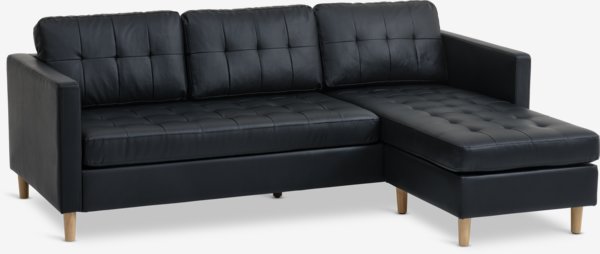 Sofa FALSLEV chaise longue black faux leather