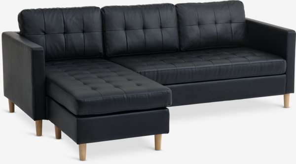 Sofa FALSLEV chaise longue black faux leather