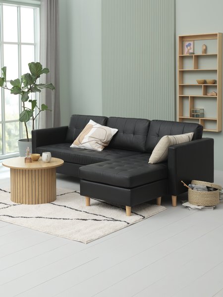 Sofa FALSLEV chaise longue black faux leather