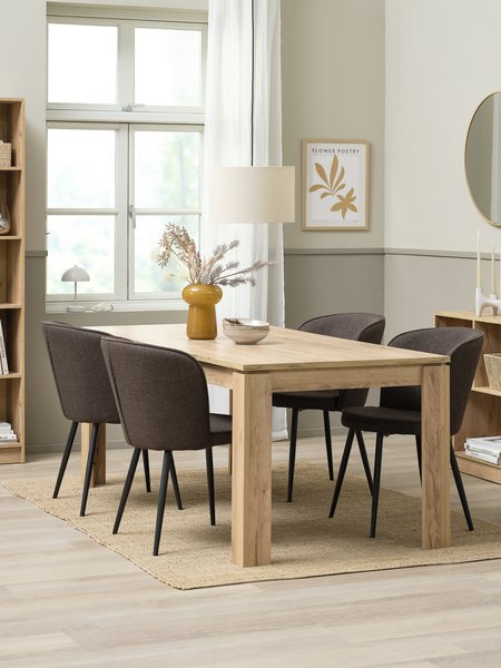 LINTRUP L190/280 table oak + 4 RISSKOV chairs dark brown