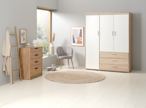 Kledingkast BIRKELSE 150x198 licht eiken kleur/wit